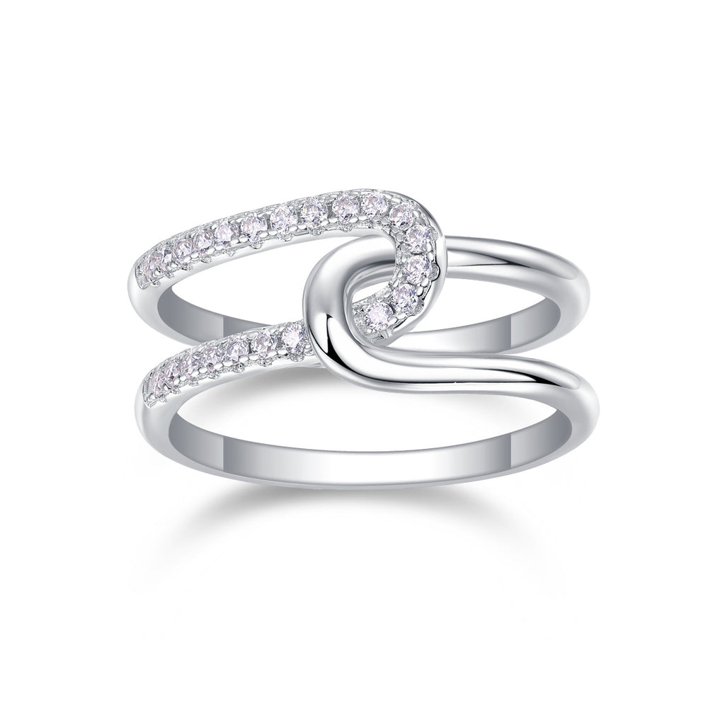 Nœud Éternel, 18k White Gold-Plated S925 Sterling Silver 0.22ct Moissanite Wedding Ring
