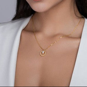 Lumière Orbitale, 18k Yellow Gold-Plated S925 Sterling Silver 0.5ct Moissanite Pendant Necklace