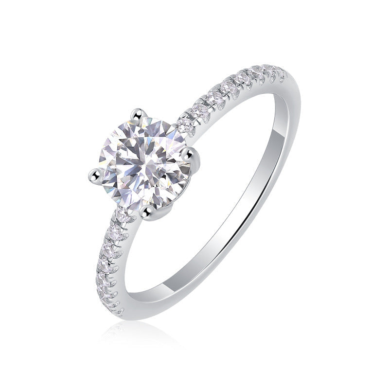 Lumière Promise, 18k White Gold-Plated S925 Sterling Silver 1ct/2ct Moissanite Engagement Ring