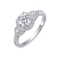Lumière Royale, 18k White Gold-Plated S925 Sterling Silver Moissanite Halo Engagement Ring