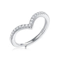 Couronne de Cœur, 18k White Gold-Plated S925 Sterling Silver 0.17ct Moissanite Adjustable Wedding Ring