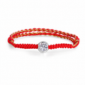 Red Cord Moissanite Bracelet in white Gold-Plated S925 Sterling Silver white background product photo