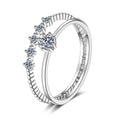Stacked Moissanite Ring Set with CZ in rhodium-plated S925 sterling silver on clean white background