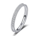 Round Moissanite Ring in rhodium-plated S925 sterling silver on clean white background
