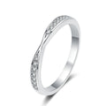 Round Moissanite Ring in rhodium-plated S925 sterling silver on clean white background