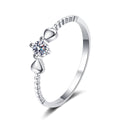 Floral Moissanite Ring in rhodium-plated S925 sterling silver on clean white background