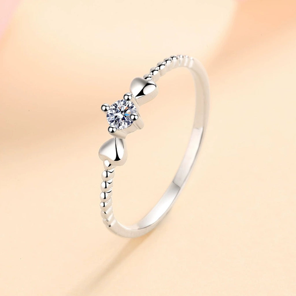 Floral Moissanite Ring worn on hand to show scale and ring profile