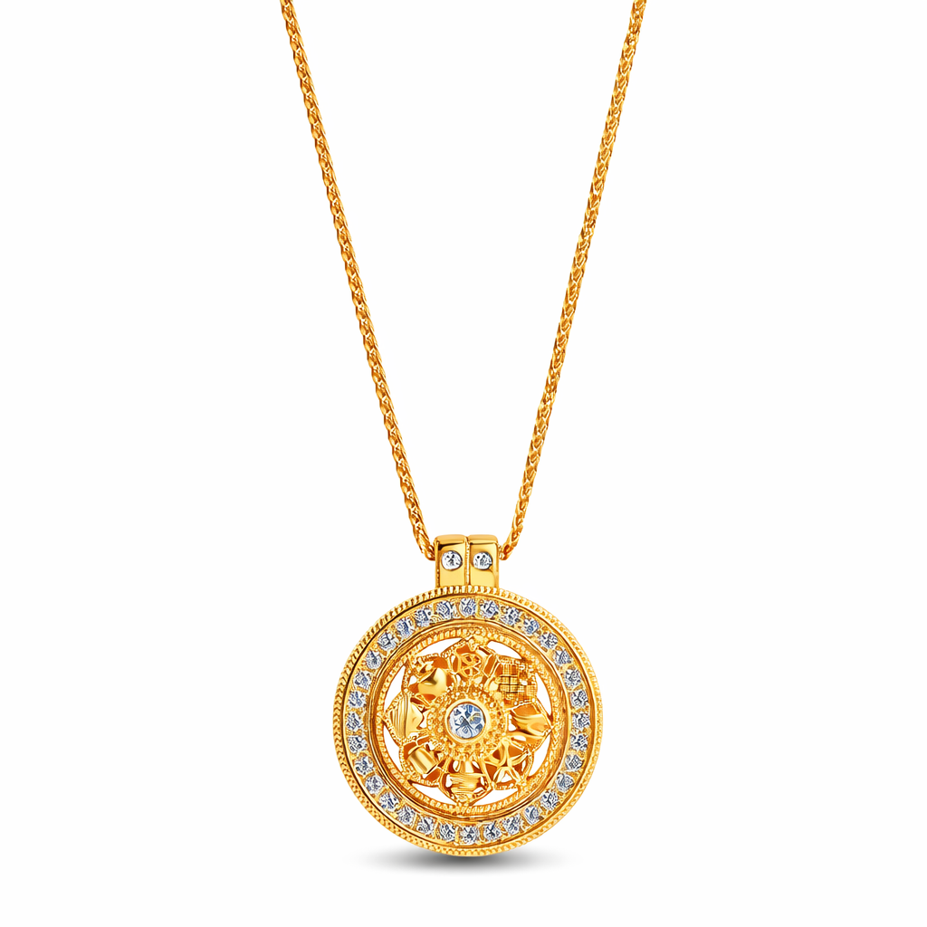 Rouage de Fortune，18K Gold-Plated/ Rose Gold-Plated/ S925 Sterling Silver 0.06ct Moissanite Pendant Necklace
