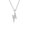 Éclair Élancé, 18k White Gold-Plated S925 Sterling Silver Moissanite Pendant Necklace