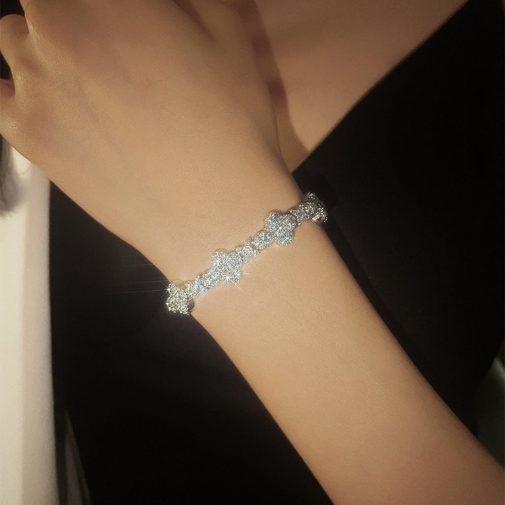 Full Moissanite Tennis Bracelet worn on wrist by model