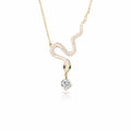 Serpent de Vérité，14K Gold/ White Gold/ Rose Gold Plated S925 Sterling Silver 0.50ct White/Pink Moissanite Pendant Necklace