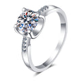 Round Moissanite Solitaire Ring with CZ white background product image