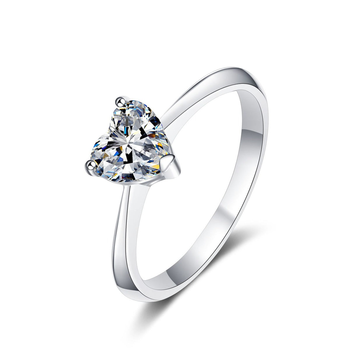 Heart Cut Moissanite Solitaire Ring white background product image