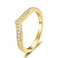 Chevron Moissanite Band Ring in Yellow Gold-Plated S925 Sterling Silver white background product image