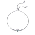 Round Moissanite Adjustable Station Bracelet with CZ white background product photo showing bracelet shape and stone setting