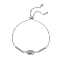 Oval Moissanite Adjustable Station Bracelet with CZ white background product photo showing bracelet shape and stone setting