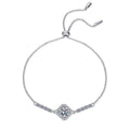 Cushion Moissanite Adjustable Station Bracelet with CZ white background product photo showing bracelet shape and stone setting
