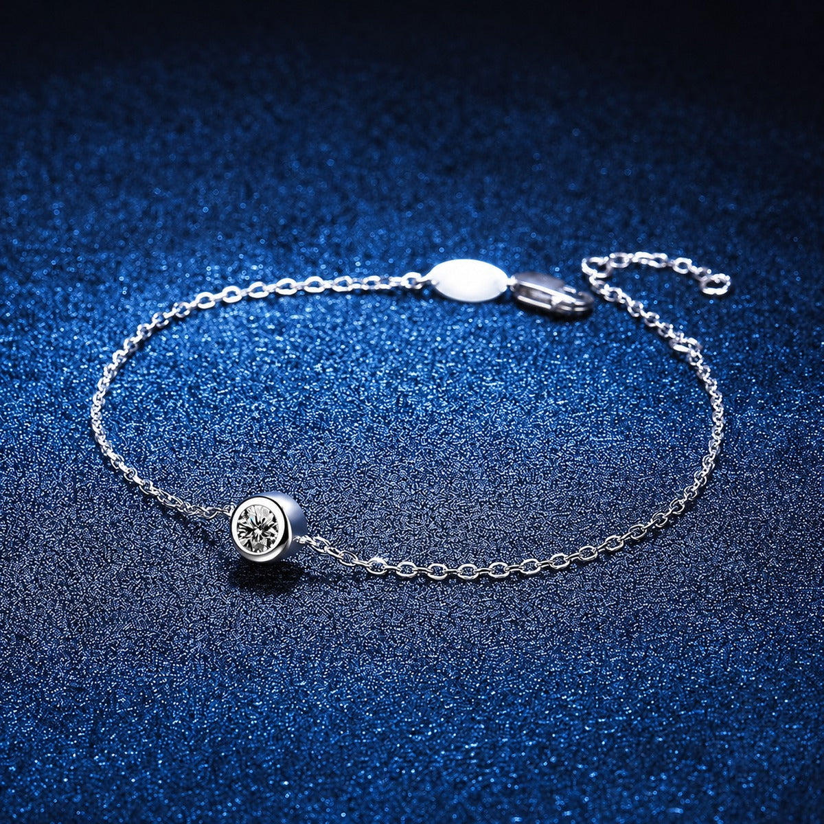 Beaded Moissanite Chain Bracelet close-up bracelet detail showing chain, setting, and stone placement