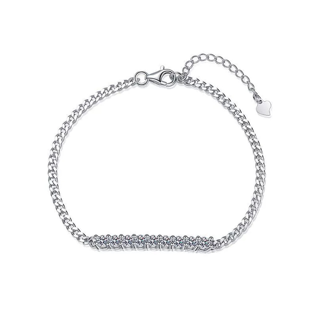 Moissanite Bar Tennis Bracelet white background product photo showing bracelet shape and stone setting