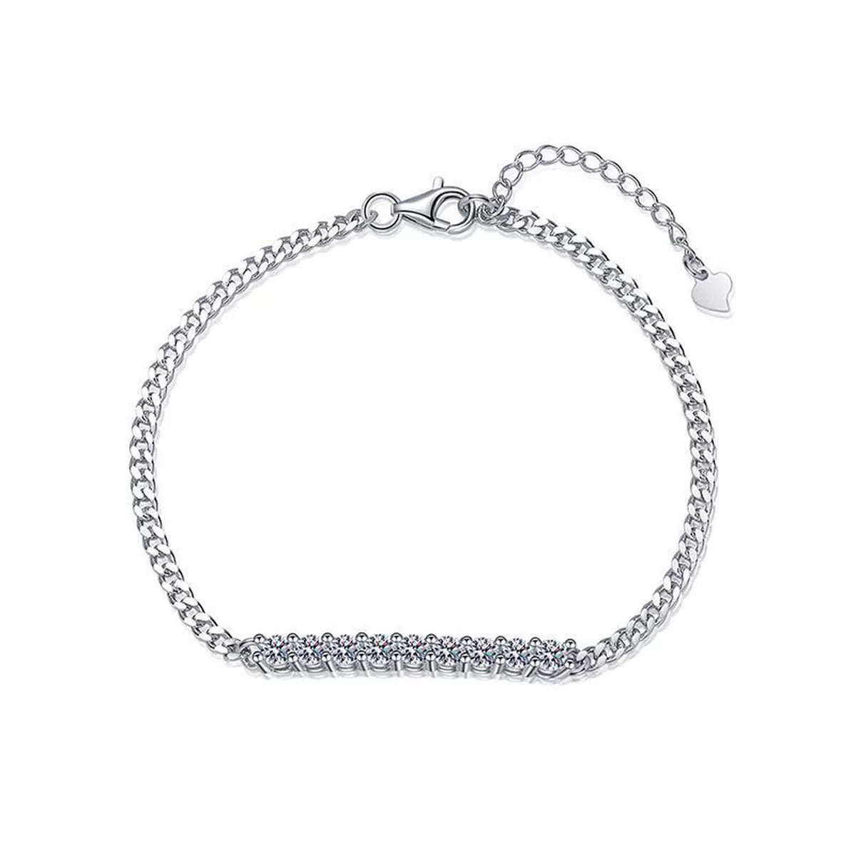 Moissanite Bar Tennis Bracelet white background product photo showing bracelet shape and stone setting