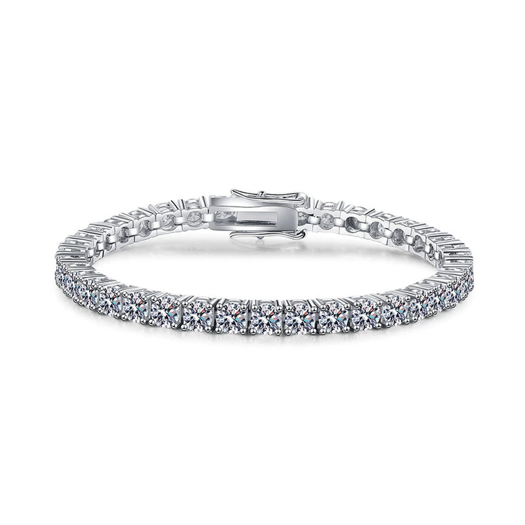 Moissanite Tennis Bracelet white background product photo showing bracelet shape and stone setting