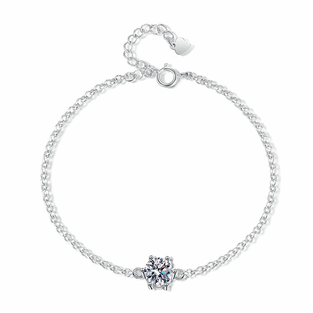 Starburst Moissanite Chain Bracelet white background product photo showing bracelet shape and stone setting