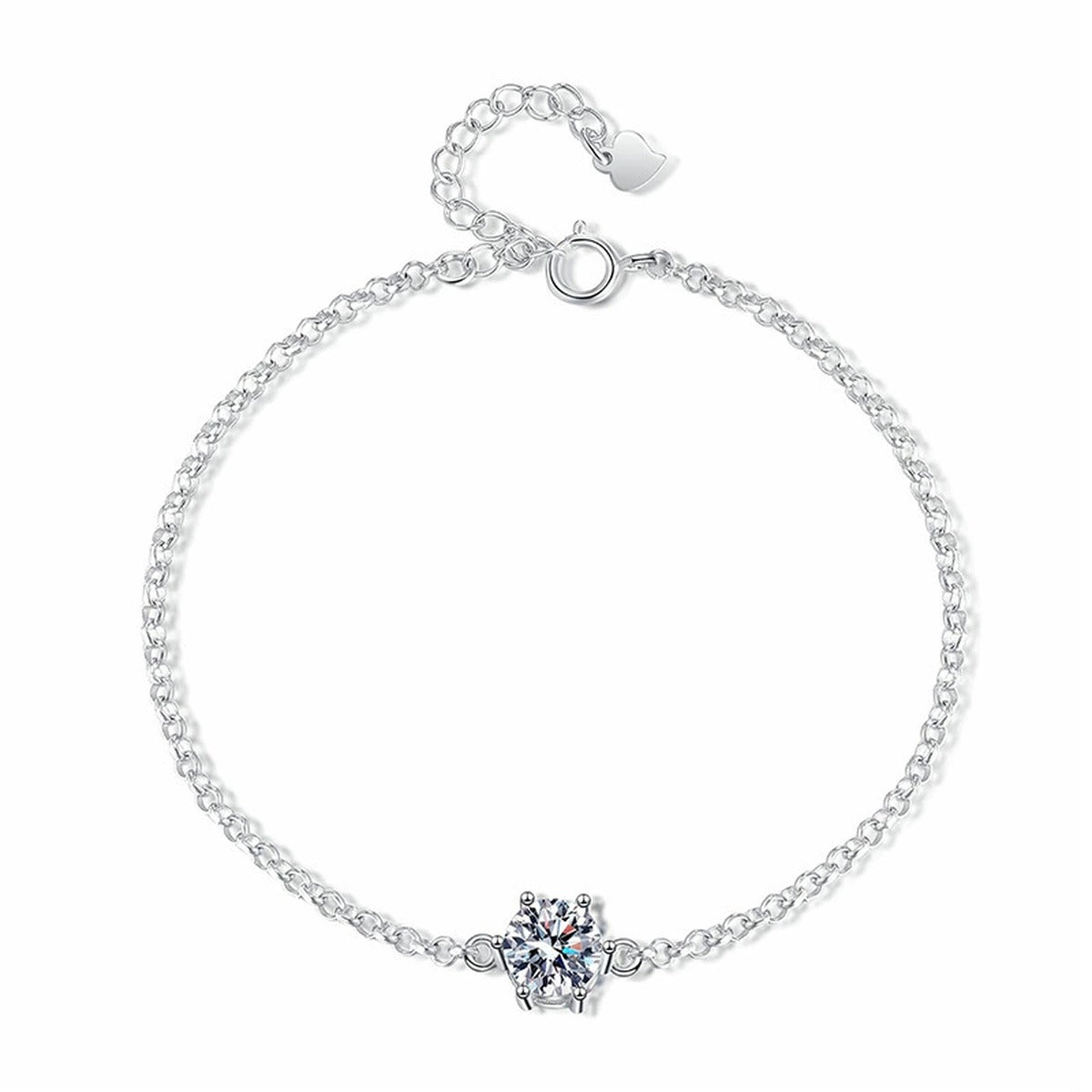 Starburst Moissanite Chain Bracelet white background product photo showing bracelet shape and stone setting