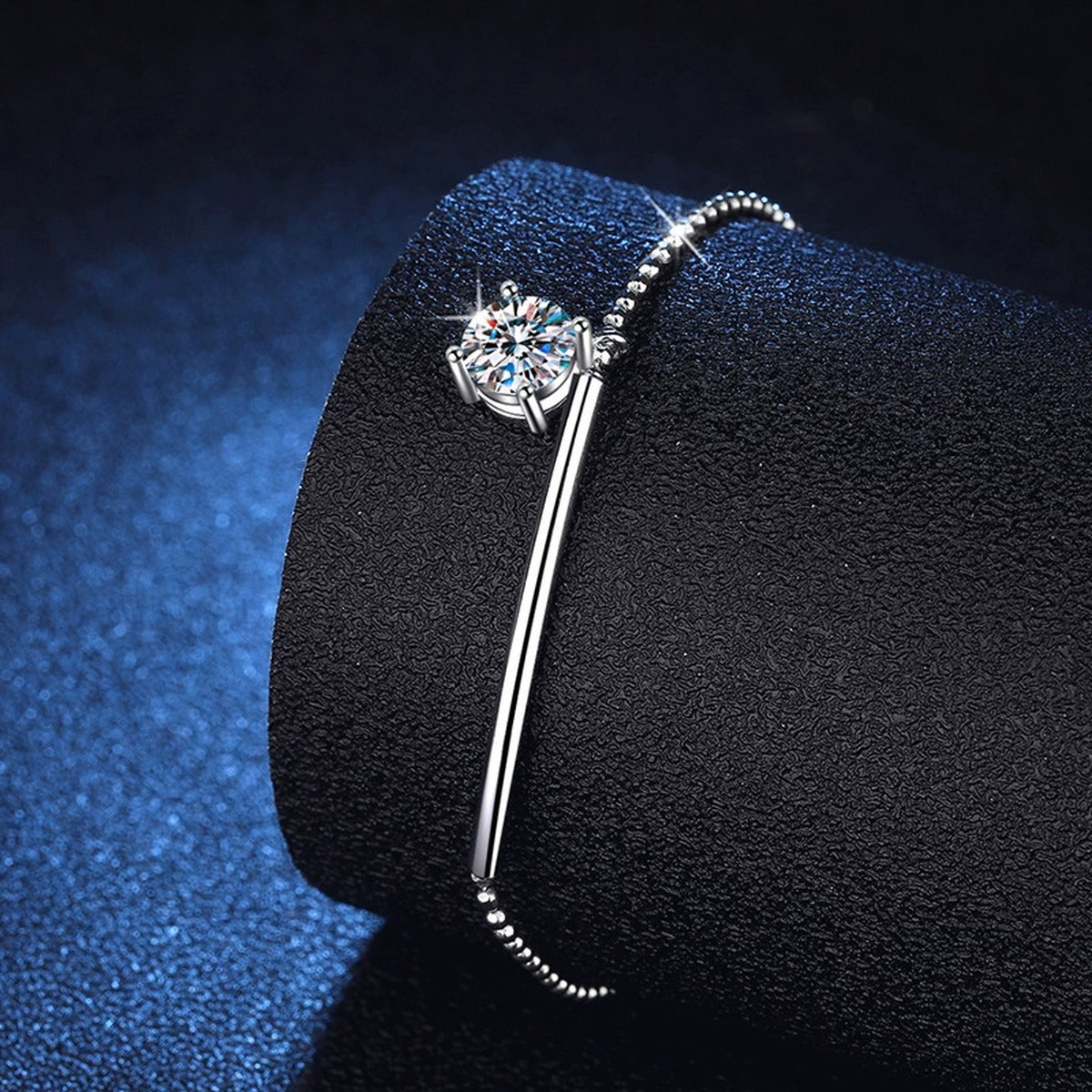 Moissanite Chain Bracelet and Anklet close-up bracelet detail showing chain, setting, and stone placement
