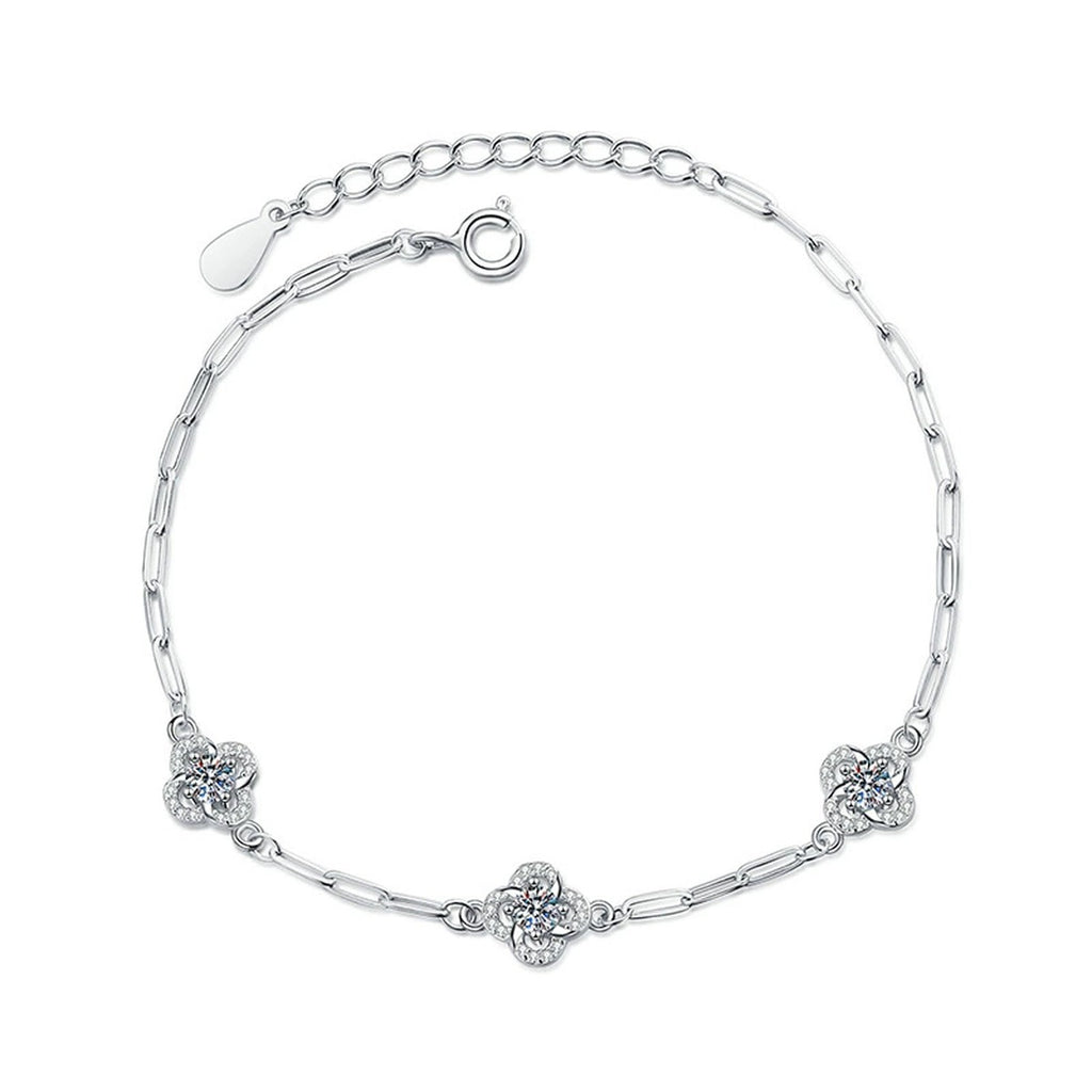 Round Moissanite Station Bracelet with CZ white background product photo showing bracelet shape and stone setting