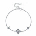 Floral Moissanite Station Bracelet with CZ white background product photo showing bracelet shape and stone setting