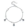 Multi-Charm Moissanite Chain Bracelet white background product photo showing bracelet shape and stone setting