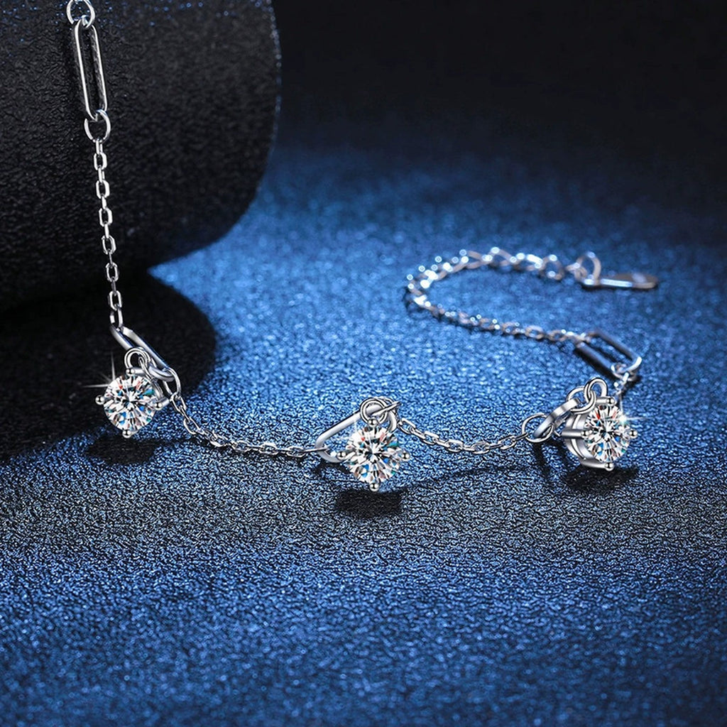 Multi-Charm Moissanite Chain Bracelet close-up bracelet detail showing chain, setting, and stone placement