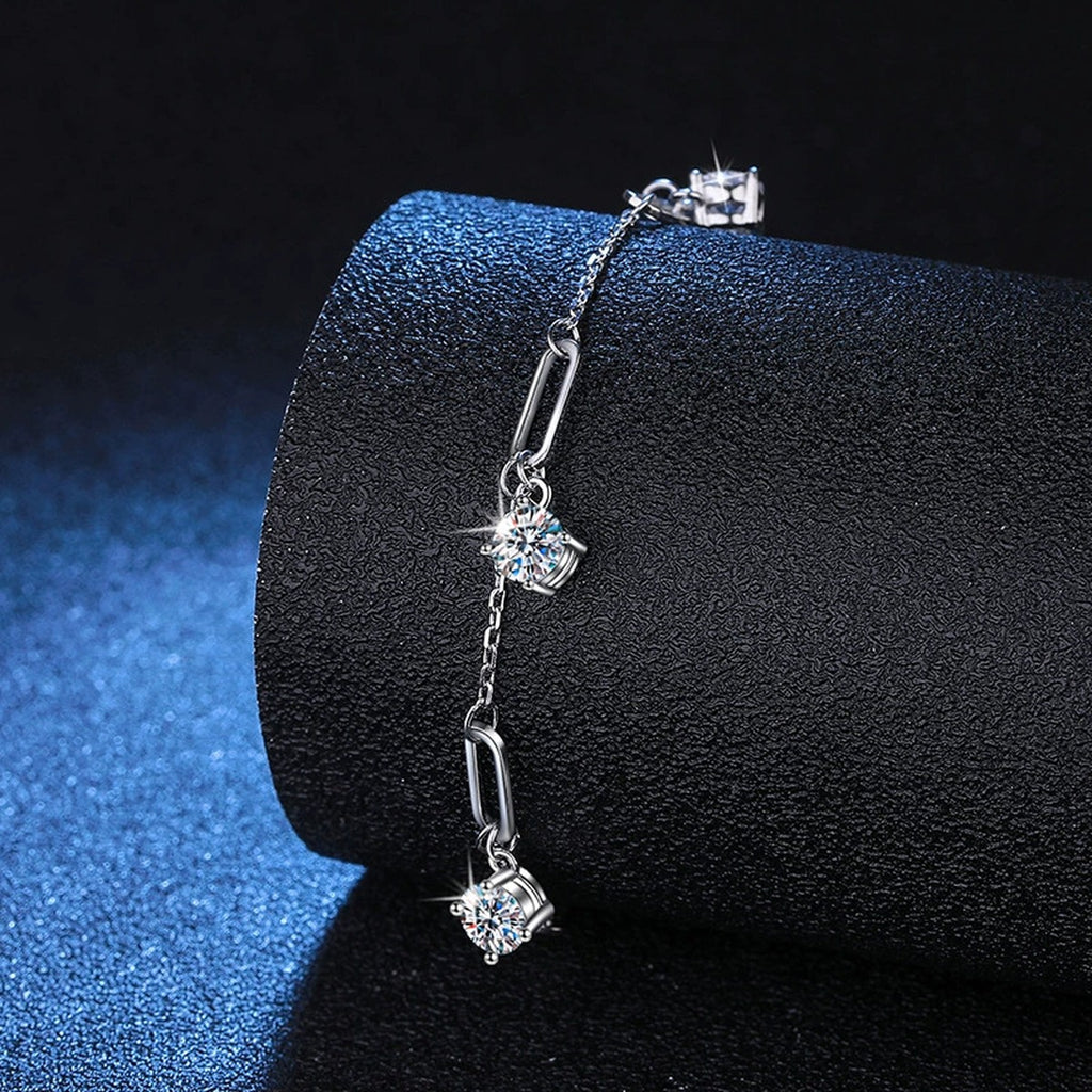 Multi-Charm Moissanite Chain Bracelet close-up bracelet detail showing chain, setting, and stone placement