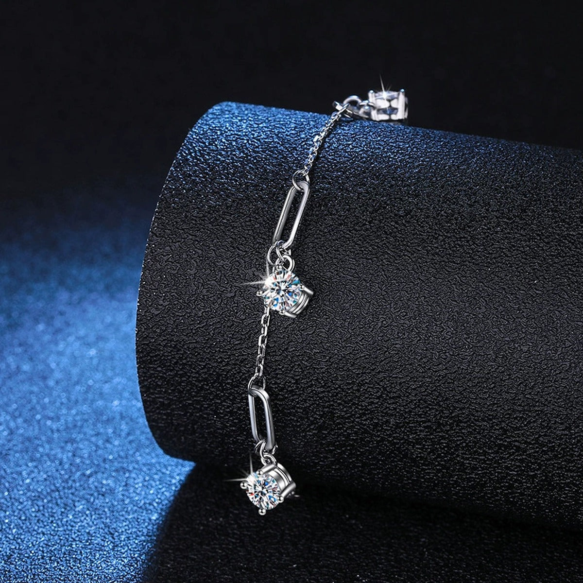 Multi-Charm Moissanite Chain Bracelet close-up bracelet detail showing chain, setting, and stone placement
