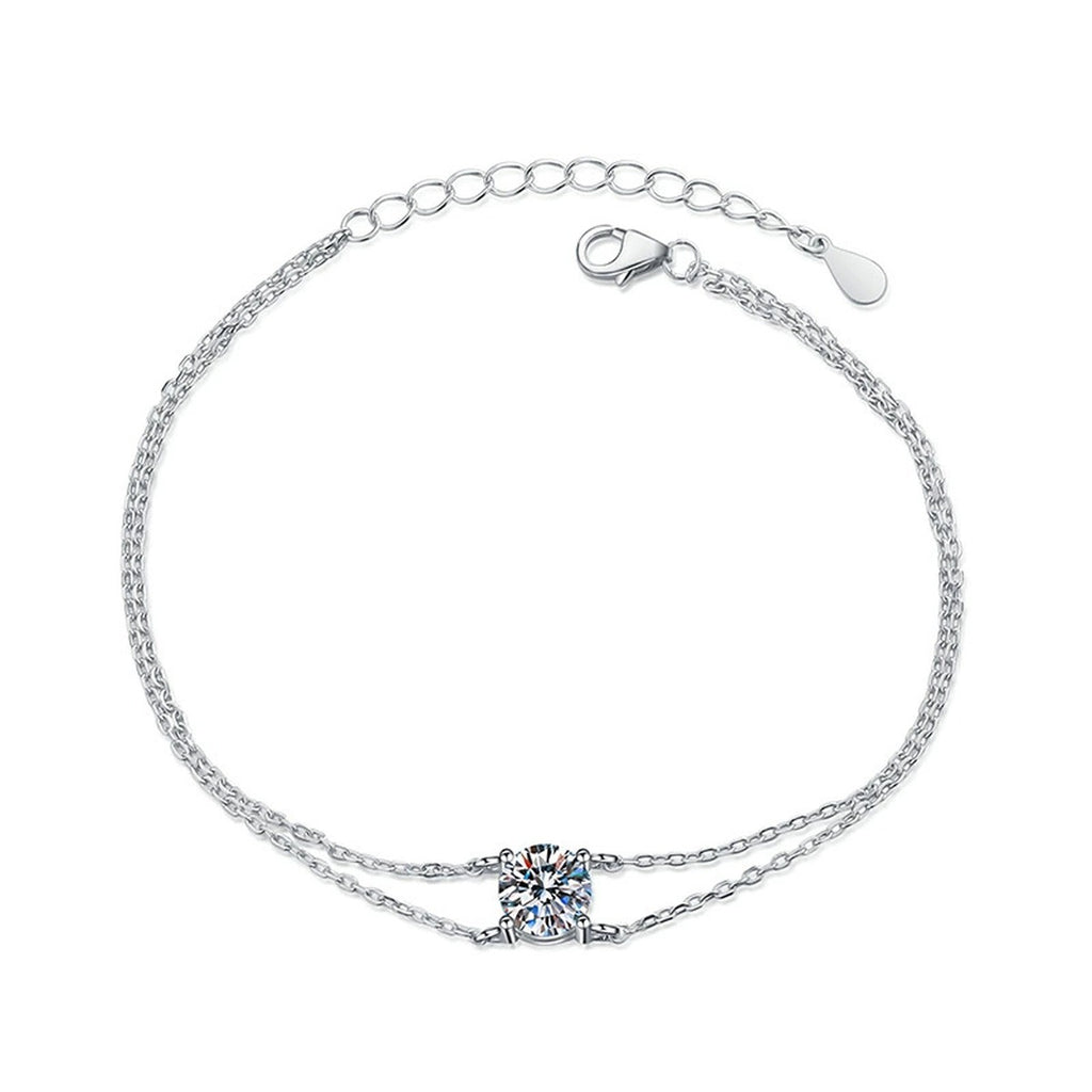 Kite Moissanite Chain Bracelet white background product photo showing bracelet silhouette and moissanite setting