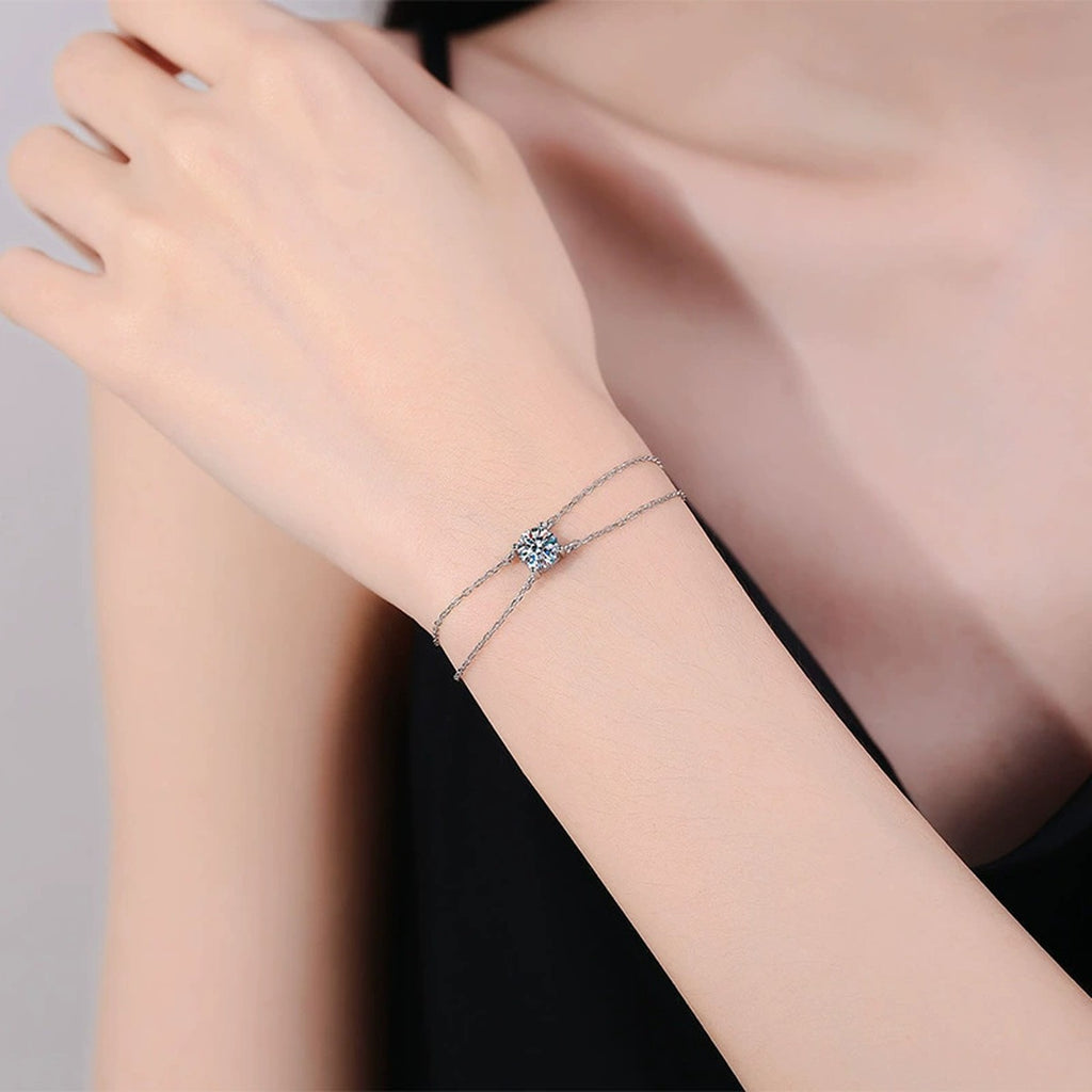 Kite Moissanite Chain Bracelet close-up detail showing chain, clasp, and stone placement