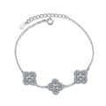 Three-Stone Cushion Moissanite Chain Bracelet white background product photo showing bracelet silhouette and moissanite setting