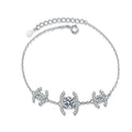 Butterfly Moissanite Chain Bracelet with CZ white background product photo showing bracelet silhouette and moissanite setting