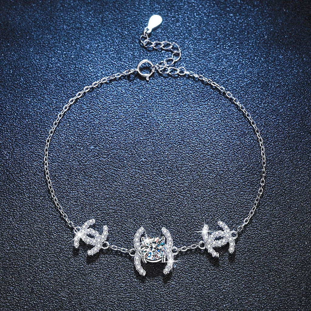 Butterfly Moissanite Chain Bracelet with CZ close-up detail showing chain, clasp, and stone placement