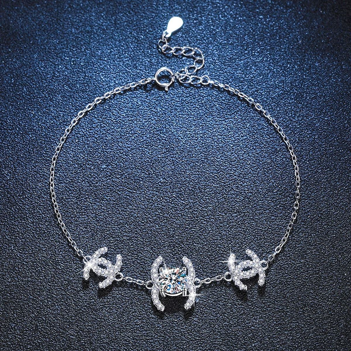 Butterfly Moissanite Chain Bracelet with CZ close-up detail showing chain, clasp, and stone placement