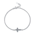 Cross Moissanite Chain Bracelet white background product photo showing bracelet silhouette and moissanite setting