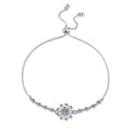 Floral Moissanite Chain Bracelet with CZ white background product photo showing bracelet silhouette and moissanite setting