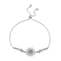 Starburst Moissanite Chain Bracelet with CZ white background product photo showing bracelet silhouette and moissanite setting