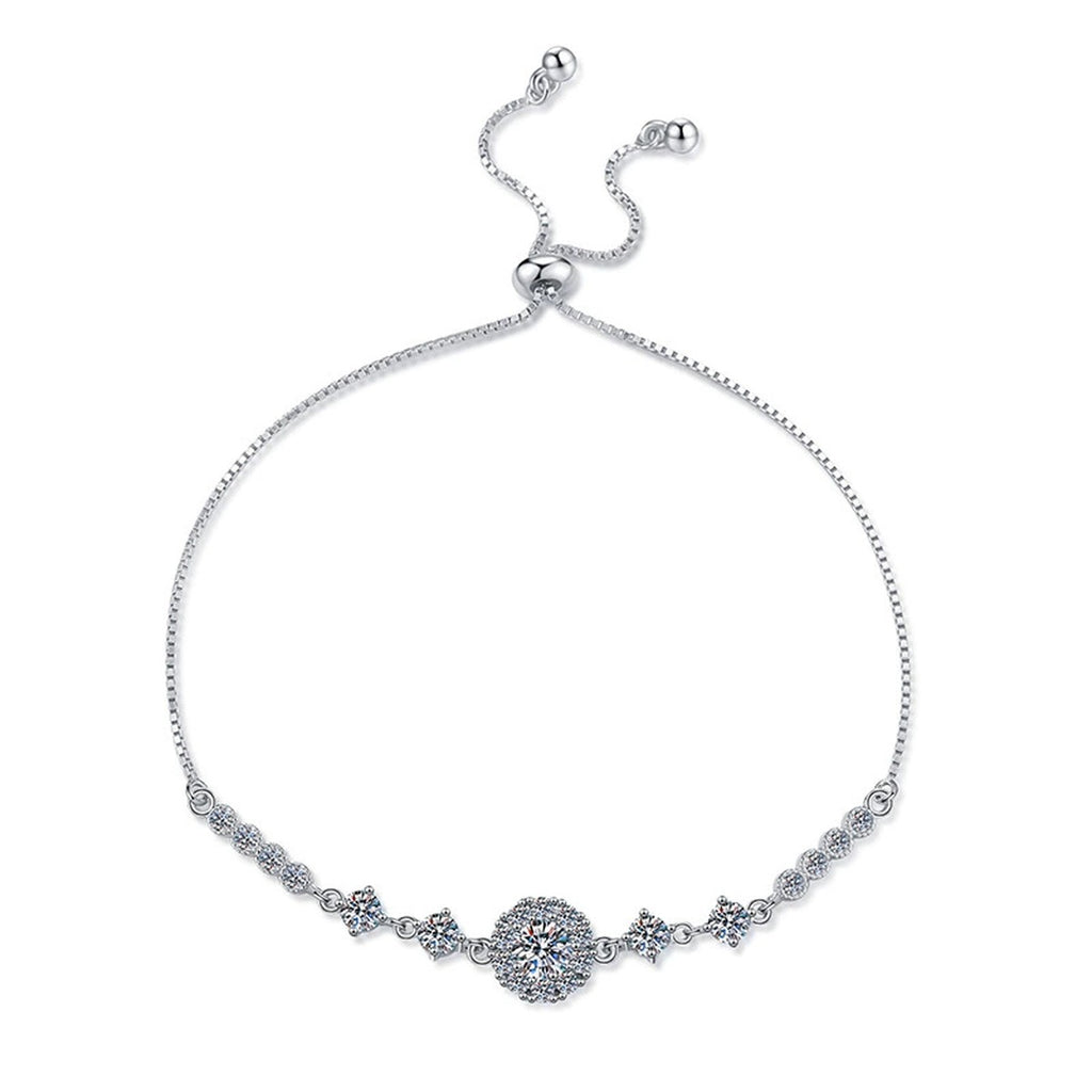 Clover Moissanite Chain Bracelet with CZ close-up detail showing chain, clasp, and stone placement