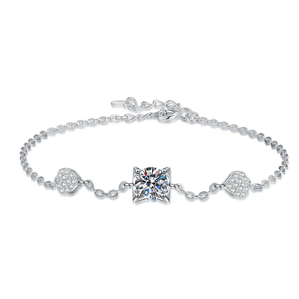 Floral Moissanite Chain Bracelet with CZ close-up detail showing chain, clasp, and stone placement