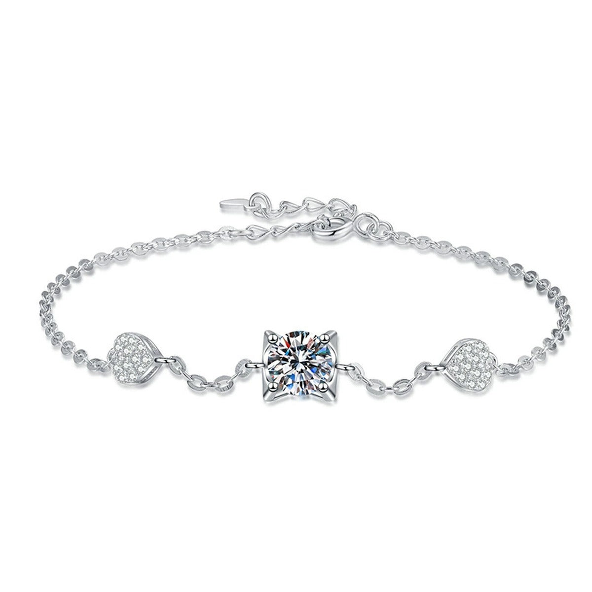 Floral Moissanite Chain Bracelet with CZ close-up detail showing chain, clasp, and stone placement
