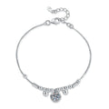 Round Moissanite Charm Bracelet white background product photo showing bracelet silhouette and moissanite setting