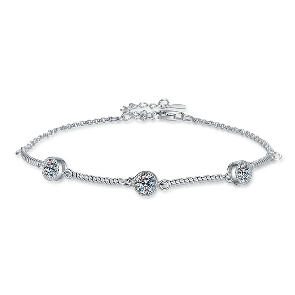 Bar Moissanite Chain Bracelet white background product photo showing bracelet silhouette and moissanite setting