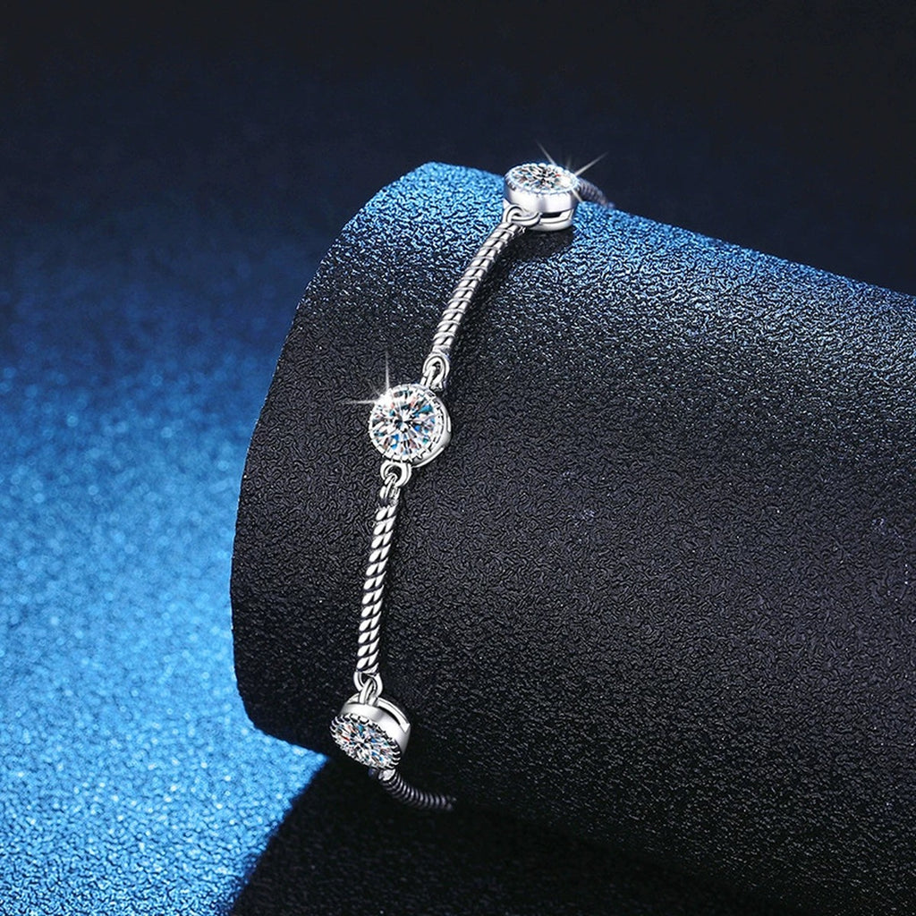 Bar Moissanite Chain Bracelet close-up detail showing chain, clasp, and stone placement
