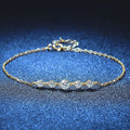 Moissanite Beaded Chain Bracelet white background product photo showing bracelet silhouette and moissanite setting